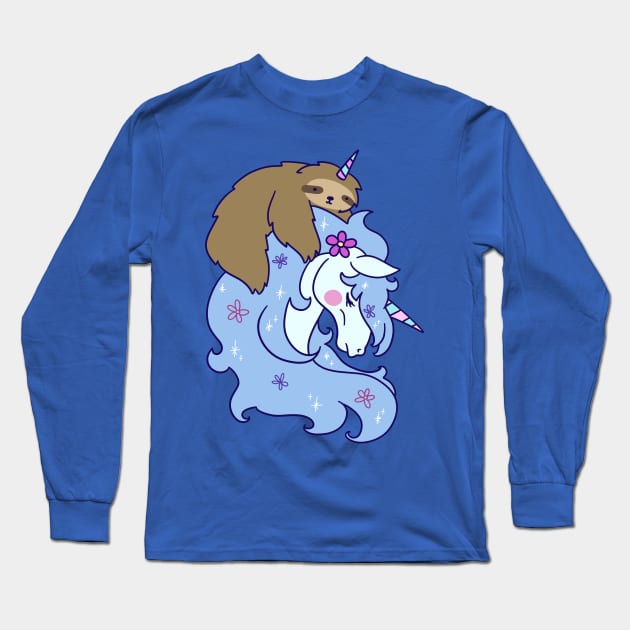 Unicorn and Unicorn Sloth Long Sleeve T-Shirt by saradaboru